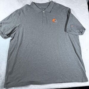 Cleveland Browns Shirt Mens 2XL Gray NFL Football Polo Short Sleeve Embroidered